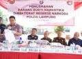 Polda Lampung Musnahkan Barang Bukti Narkoba dari Tujuh Kasus, Selamatkan 216 Ribu Jiwa