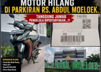 Motor Pasien Raib di Parkiran RSUD Abdul Moeloek, Tanggung Jawab Pengelola Dipertanyakan