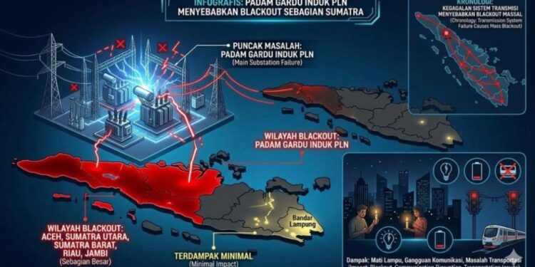 Blackout Massal di Sumatera, PLN Sebut Gangguan SUTET 275 kV Akibat Sambaran Petir dan Penebangan Pohon