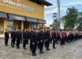 Sat Brimob Polda Lampung Pengamanan Kompetisi Sepak Bola BRI Super League antara Bhayangkara Presisi Lampung FC vs PSBS Biak 
