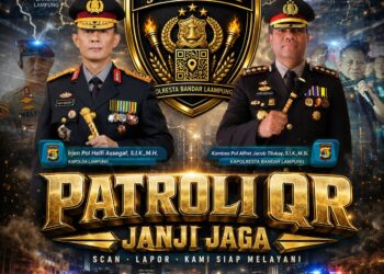‘Patroli Janji Jaga’ Jadi Cara Polisi Hadir di Tengah Warga, Polda Lampung Perkuat Pengamanan lewat Tim QR Presisi