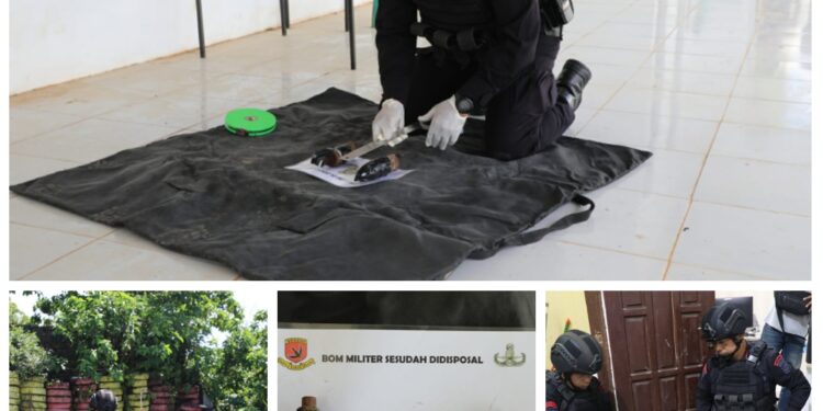 Tim Jibom Brimob Lampung Musnahkan Dua Granat Temuan di Polres Way Kanan