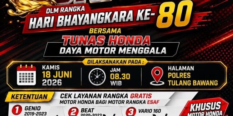 Meriahkan Hut Bhayangkara Ke-80, Polres Tulang Bawang Hadirkan Servis Dan Ganti Oli Gratis Bersama Tunas Honda