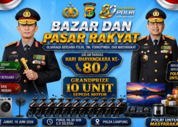 Sambut HUT Bhayangkara ke-80, Polda Lampung Gelar Bazar hingga Olahraga Bersama Bertabur Grandprize