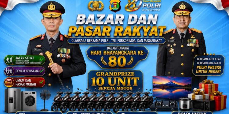Sambut HUT Bhayangkara ke-80, Polda Lampung Gelar Bazar hingga Olahraga Bersama Bertabur Grandprize