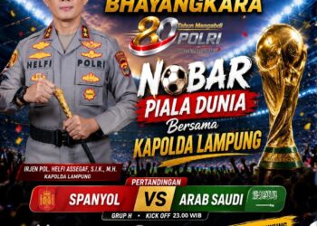 Kapolda Lampung Ajak Masyarakat Nobar Piala Dunia 2026 Malam Ini, Dukung Arab Saudi vs Spanyol