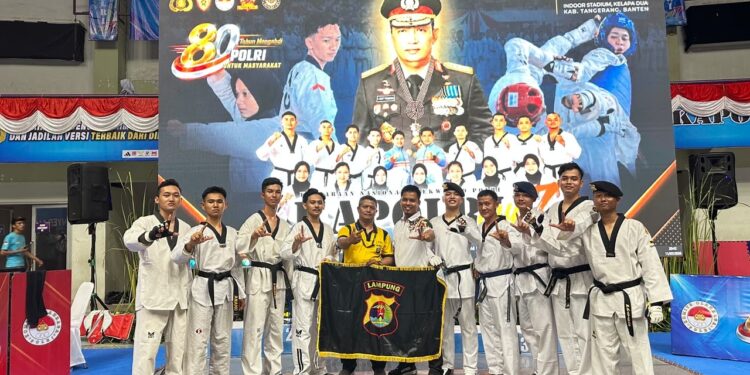 Polda Lampung berhasil sabet 10 medali di kejuaraan nasional Taekwondo Kapolri Cup 7 tahun 2026