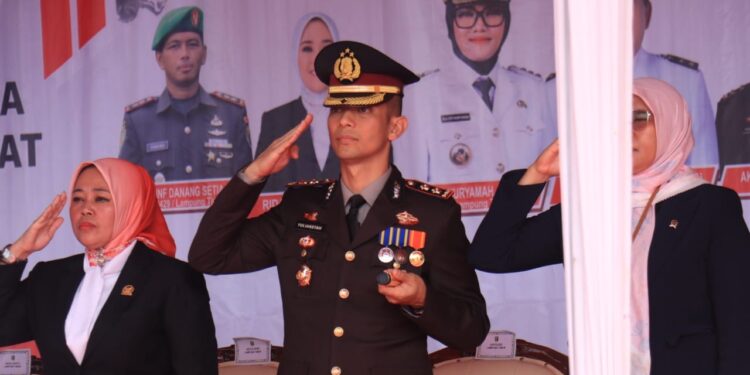 HUT RI ke-81, Kapolres Lamtim Ikuti Upacara Bersama Forkopimda