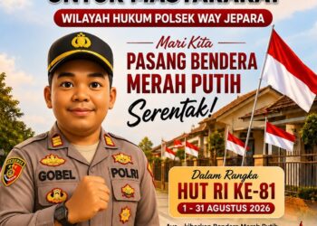 Polsek Way Jepara Ajak Masyarakat Kibarkan Merah Putih Serentak Sambut HUT ke-81 Kemerdekaan RI