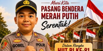 Polsek Way Jepara Ajak Masyarakat Kibarkan Merah Putih Serentak Sambut HUT ke-81 Kemerdekaan RI