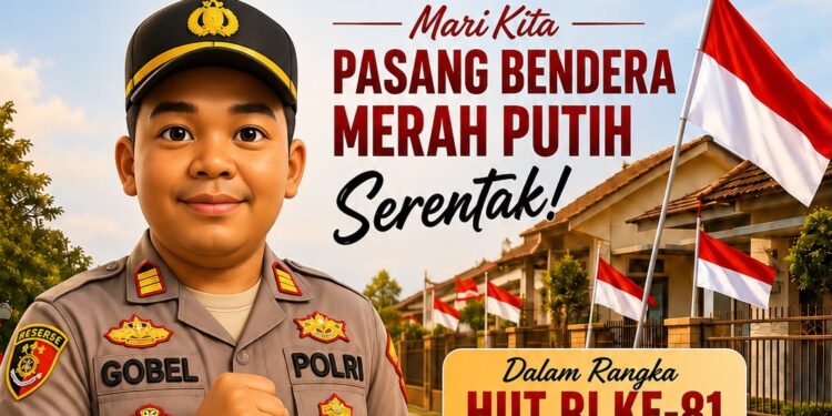 Polsek Way Jepara Ajak Masyarakat Kibarkan Merah Putih Serentak Sambut HUT ke-81 Kemerdekaan RI
