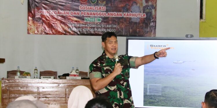 Dua Desa Kecamatan Purbolinggo Terima Sosialisasi Pencegahan Karhutla Dari Mabes TNI